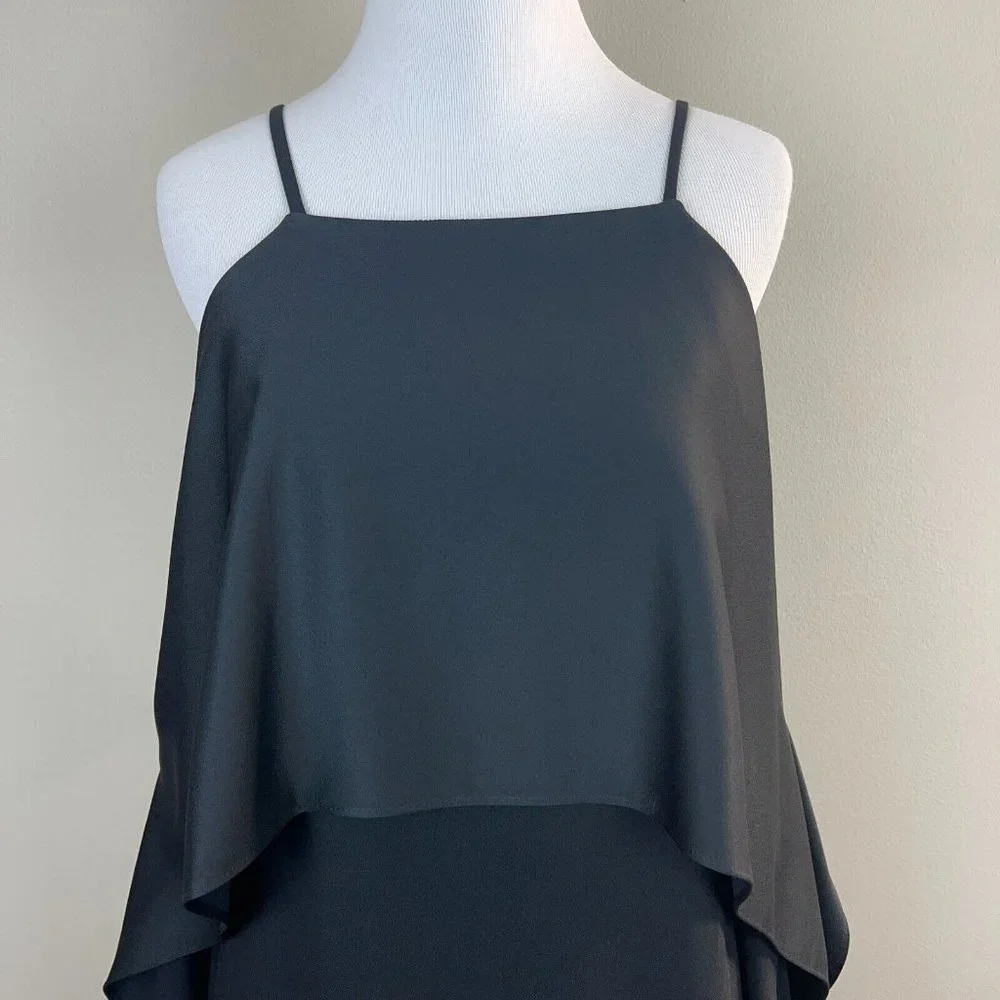 TRINA TURK Dress 4 Black Cold‎ Shoulder Flutter Sleeve Flounce Cocktail Sheath
